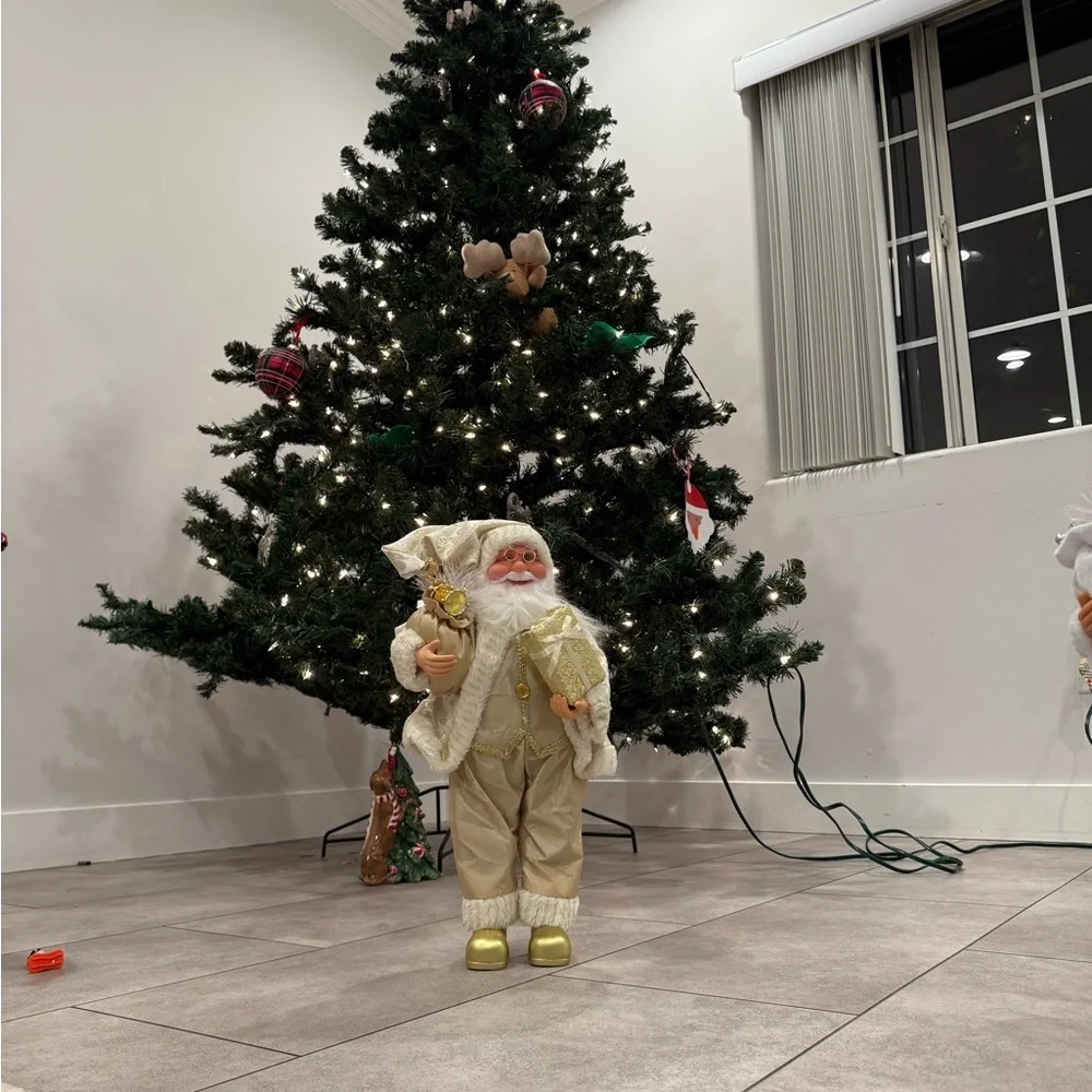 Gold Champagne Santa Claus 16 Inch Elegant Christmas Decor Figurine - Picture 2 of 3